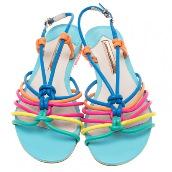 Sophia Webster Multicolor Leather Copacabana Cork Flat Sandals Size 38 - Picture 1 of 8